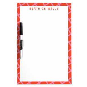 Diagonal Abstract Checkered Lines Pattern in Red Dry Erase Board