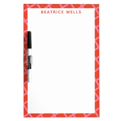 Diagonal Abstract Checkered Lines Pattern in Red Dry Erase Board