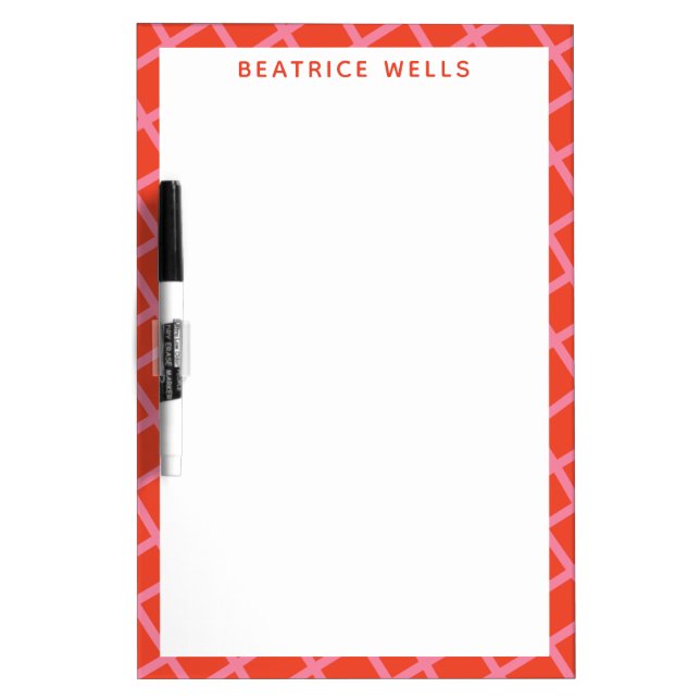 Diagonal Abstract Checkered Lines Pattern in Red Dry Erase Board (Front)