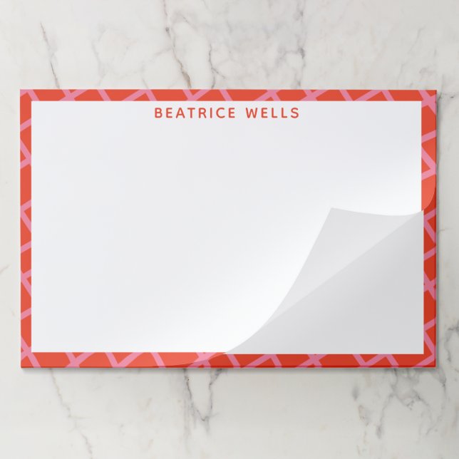 Diagonal Abstract Checkered Lines Pattern in Red Paper Pad (Folded)