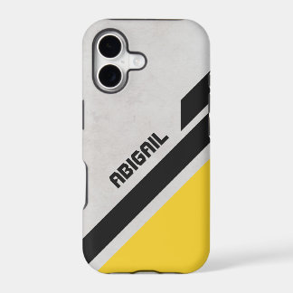Diagonal Art, grey yellow black stripe iPhone 17 Case