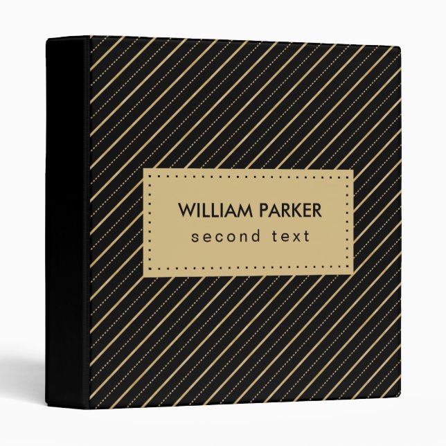 Diagonal Beige Lines & Dots  3 Ring Binder (Front/Spine)