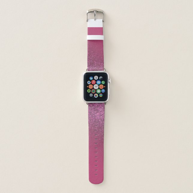 Diagonal Berry Pink Glitter Gradient Ombre Apple Watch Band (Front)