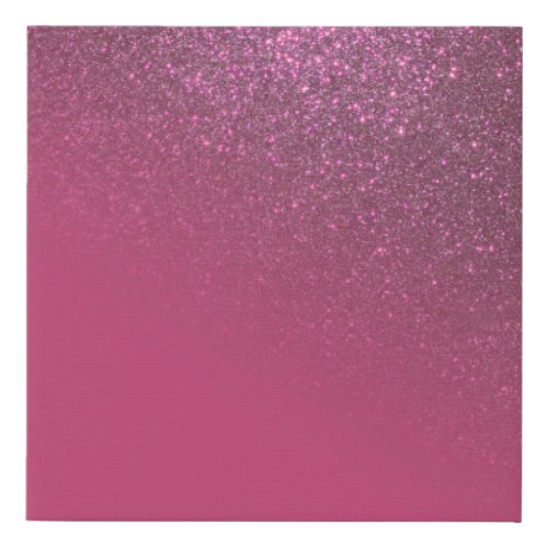 Diagonal Berry Pink Glitter Gradient Ombre Faux Canvas Print