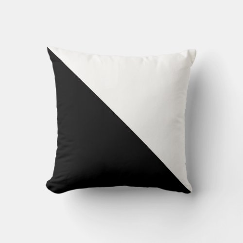 Diagonal Black and White Color Block Throw Pillow