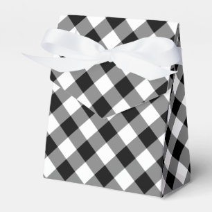 Diagonal Black and White Gingham Plaid favor box
