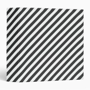 Diagonal black and white stripes  pattern 3 ring binder