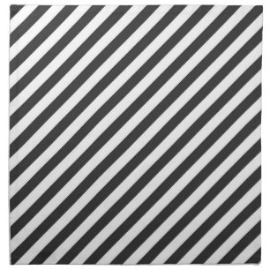 Diagonal black and white stripes  pattern cloth napkin