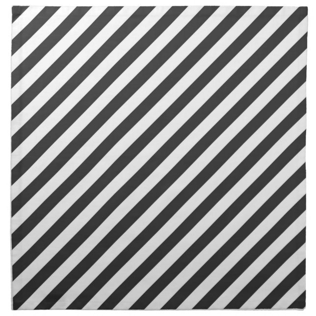 Diagonal black and white stripes  pattern cloth napkin (Front)