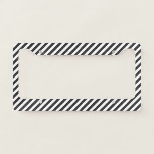 Diagonal black and white stripes  pattern license plate frame