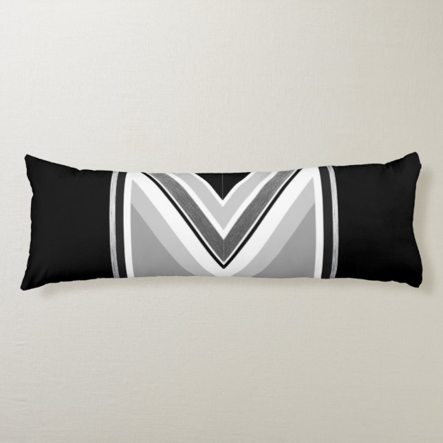 Diagonal black gray stripe body pillow (Front)
