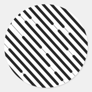 Diagonal Black Hash Lines Classic Round Sticker