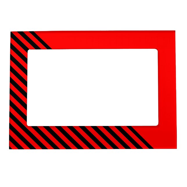 Diagonal Black Stripes On Red Magnetic Frame (Front)