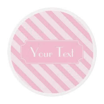 Diagonal Blossom Pink Stripes Customize Monogram Edible Frosting Rounds by sumwoman at Zazzle