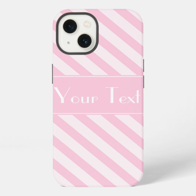 Diagonal Blossom Pink Stripes customize monogram Iphone Case (Back)
