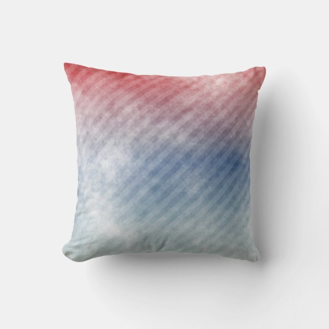 Diagonal Blue and Pink Stripe Modern Throw Pillow (Front)