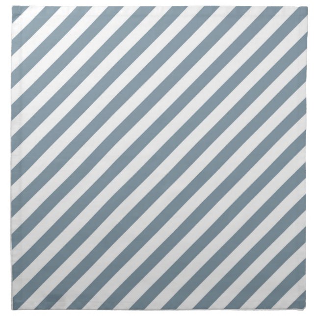 Diagonal blue and white stripes pattern cloth napkin (Front)