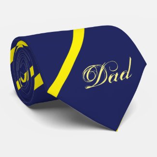 Diagonal blue and yellow dad neck tie
