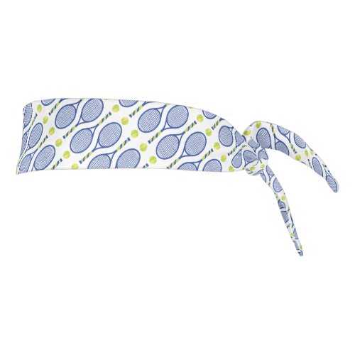 Diagonal blue green white tennis pattern Tie Headband