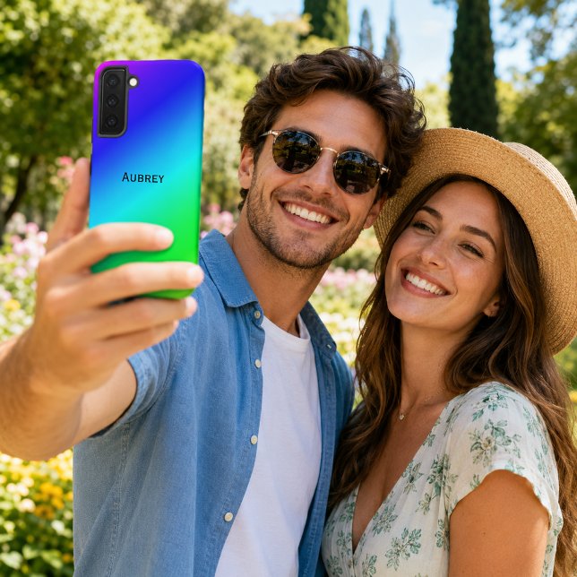 Diagonal Blue to Green Blend Add Name Samsung Galaxy Case (Diagonal Blue to Green Blend Add Name Samsung Galaxy Case)