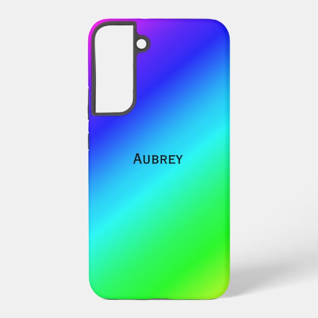 Diagonal Blue to Green Blend Add Name Samsung Galaxy Case (Back)
