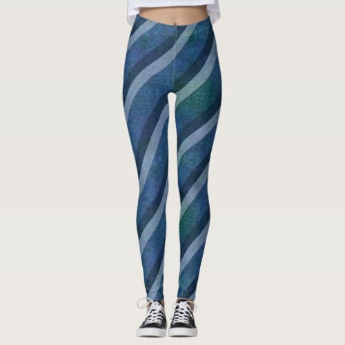Diagonal BLUES Perfect Print Yoga Pants Leggings