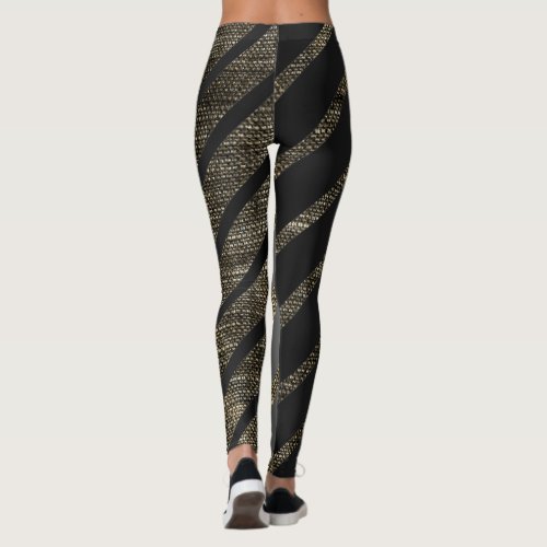 Diagonal Bronze Textured Lines Leggings