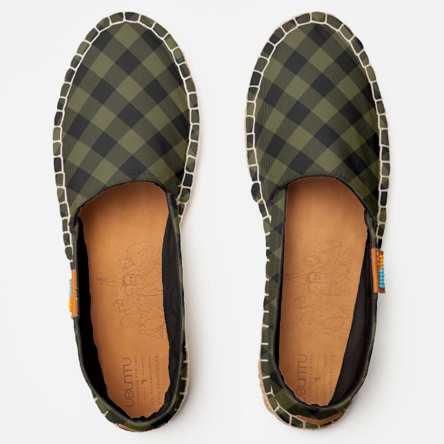 Diagonal Buffalo Plaid Pattern Espadrilles (Front)