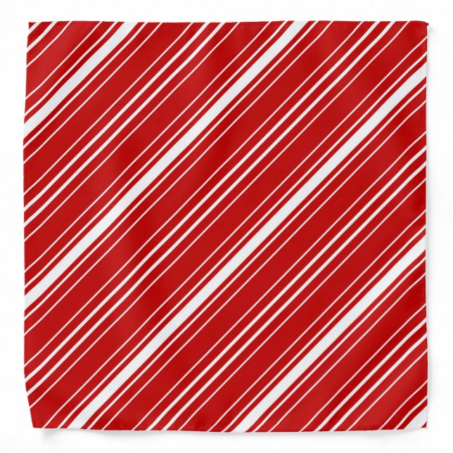 Diagonal Candy Cane Stripes Christmas Pattern Bandana (Front)