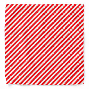 Diagonal Candy Cane Stripes-Christmas Red & White Bandana
