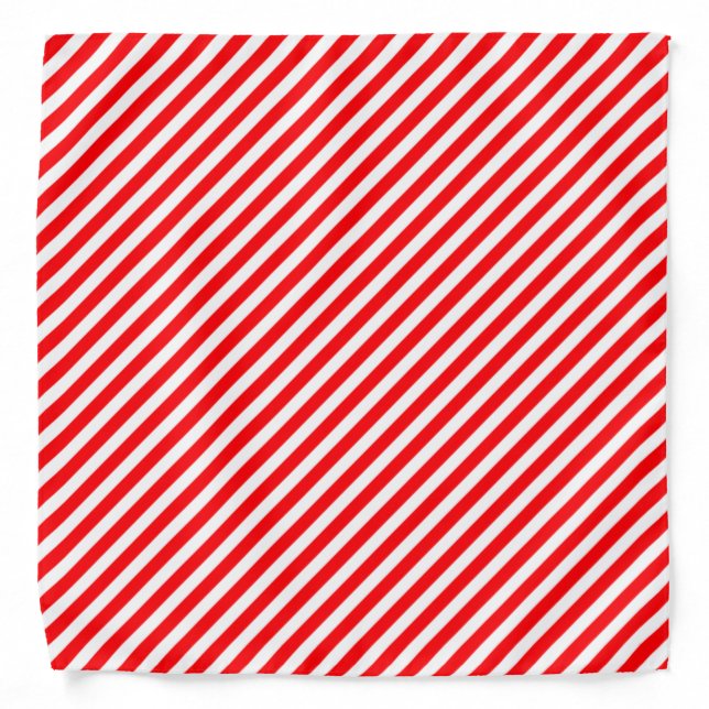 Diagonal Candy Cane Stripes-Christmas Red & White Bandana (Front)