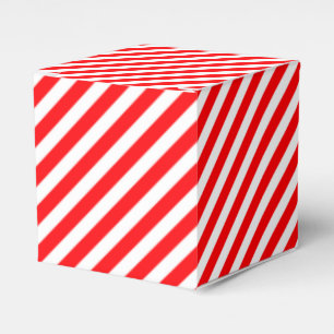 Diagonal Candy Cane Stripes-Christmas Red & White Favor Boxes