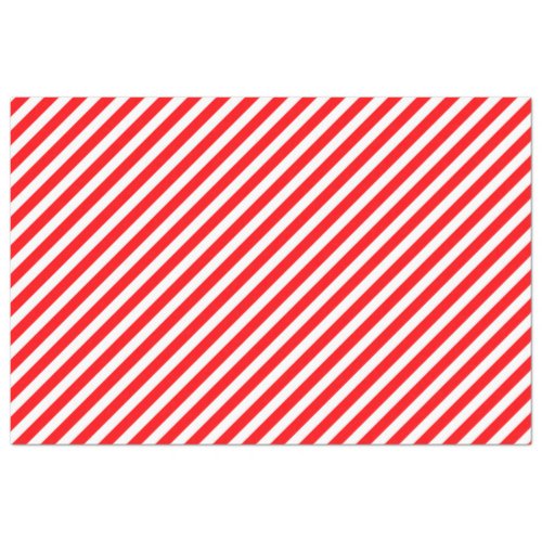 Diagonal Candy Cane Stripes_Christmas Red  White Tissue Paper