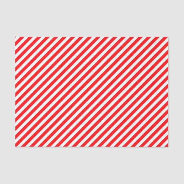 Diagonal Candy Cane Stripes-Christmas Red & White Tissue Paper (Front)