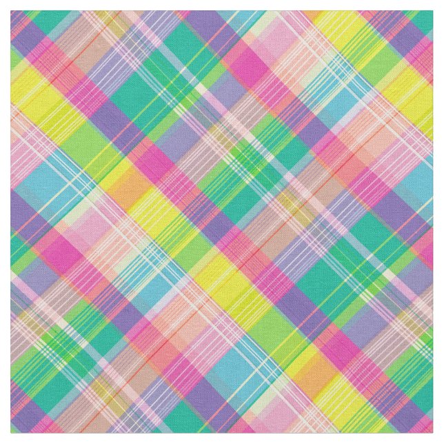 Diagonal Carnival Plaid Fabric (Close Up)