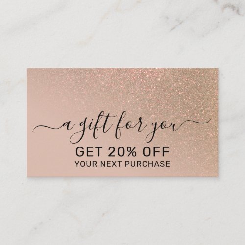 Diagonal Chic Gold Taupe Glitter Gradient Ombre Discount Card