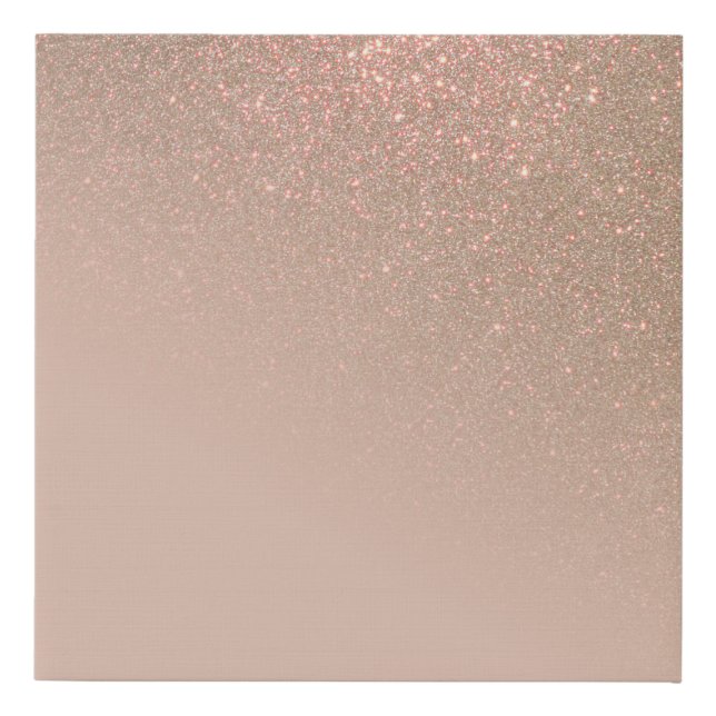 Diagonal Chic Gold Taupe Glitter Gradient Ombre Faux Canvas Print (Front)