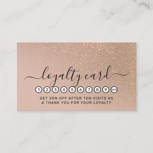 Diagonal Chic Gold Taupe Glitter Gradient Ombre Loyalty Card