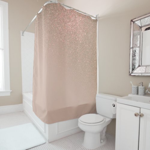 Diagonal Chic Gold Taupe Glitter Gradient Ombre Shower Curtain