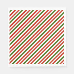 Diagonal Christmas Stripes red and green Napkins