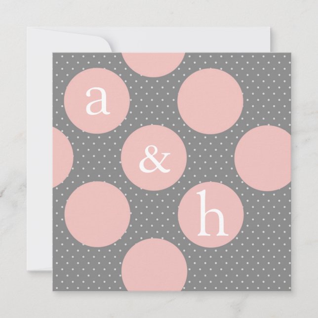 Diagonal Circles - Save The Date Pink & Gray (Front)