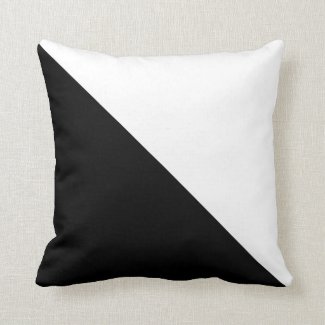 Diagonal Color Block Black and White Throw Pillow