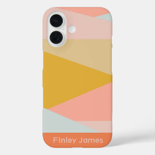 Diagonal Color Block Earthy Pastels Personalized iPhone 16 Case