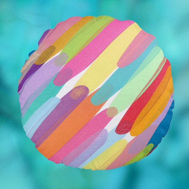 Diagonal Color Strokes, Abstract Painting Round Pillow (Creator Uploaded)