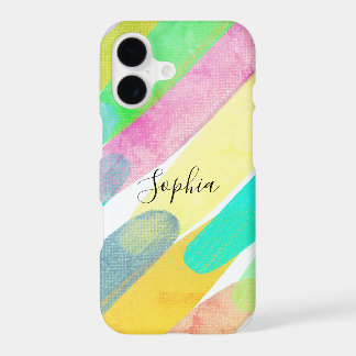 Diagonal Color Strokes, Name, 70s Abstract Art iPhone 17 Case
