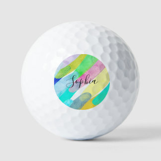 Diagonal Color Strokes, Name, 70s Abstract Art Golf Balls