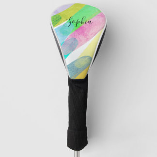 Diagonal Color Strokes, Name, 70s Abstract Art Golf Head Cover