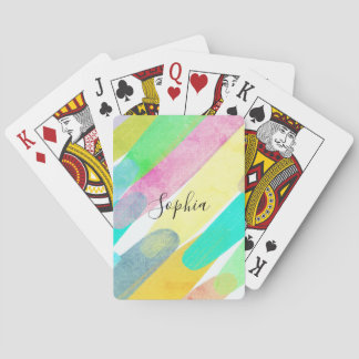 Diagonal Color Strokes, Name, 70s Abstract Art Poker Cards