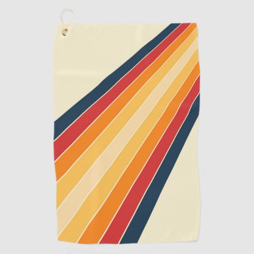 Diagonal colorful retro style sun rays golf towel