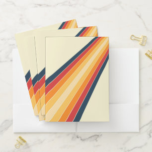 Diagonal colorful retro style sun rays pocket folder